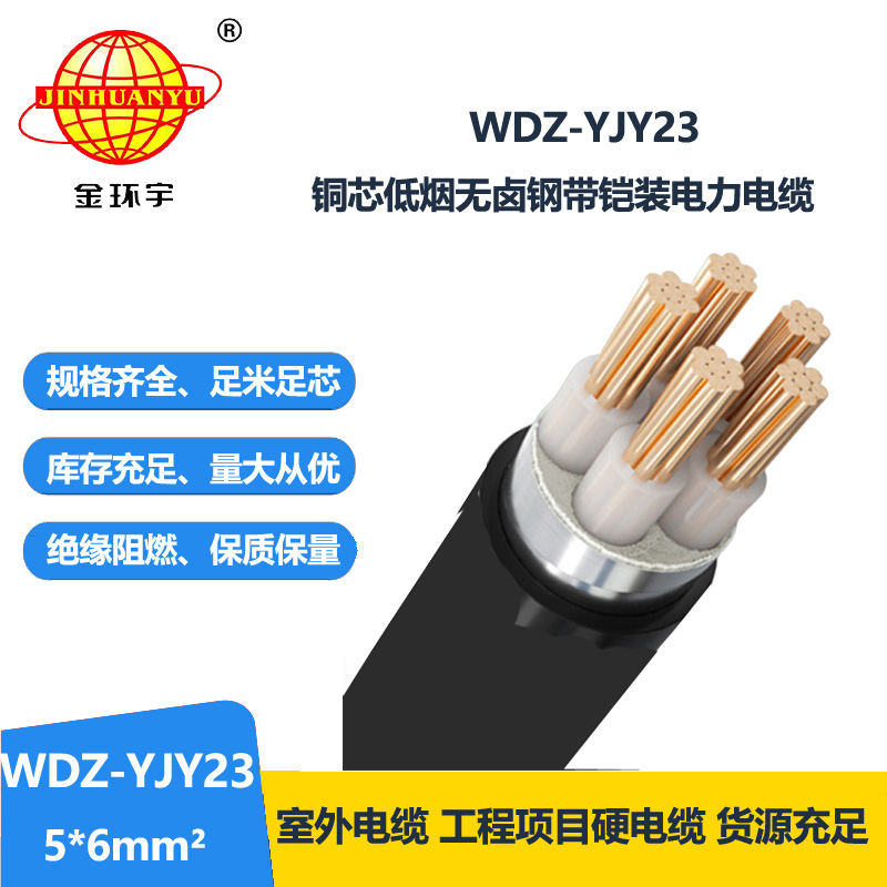 金環(huán)宇電線電纜 無鹵低煙交聯(lián)鎧裝電力電纜 WDZ-YJY23-5x6平方